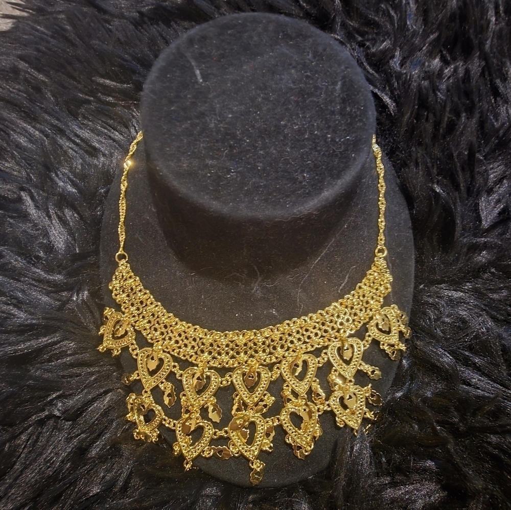 Elegant 21kgp Dubai Jewelry Gold Heart Necklace
